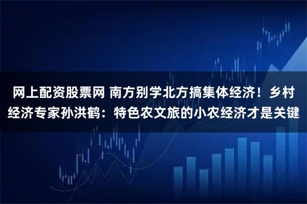 网上配资股票网 南方别学北方搞集体经济！乡村经济专家孙洪鹤：特色农文旅的小农经济才是关键